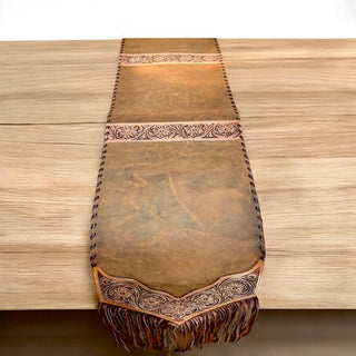 6ft tooled leather table runner