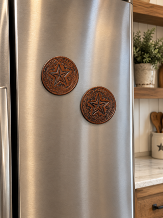 Star tooled leather magnet