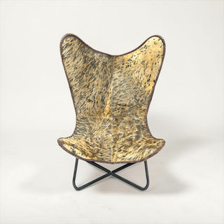 Distressed cowhide butterfly chair