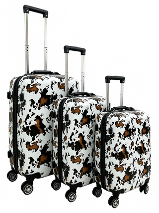 Cowprint luggage rolling suitcase