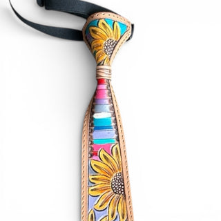 Sunflower tooled leather tie