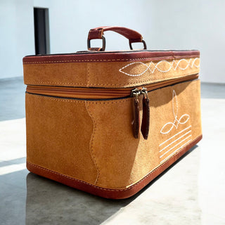 Tan BootStitch tooled suede jewelry box