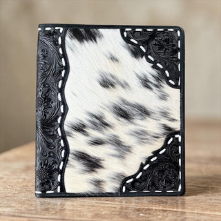 Black all cowhide & tooled leather planner