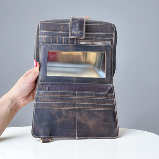 Spades cowhide & leather mirror crossbody bag