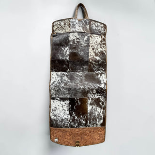 Tooled leather & cowhide garment bag