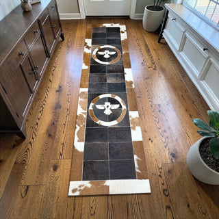 7x2’ Thunderbird cowhide patchwork runner