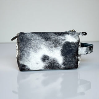 Black all cowhide makeup bag