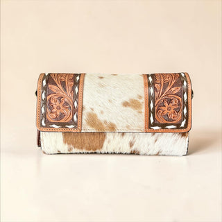 Brown tooled leather wallet