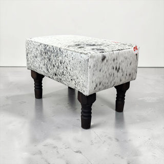 Salt pepper genuine cowhide ottoman