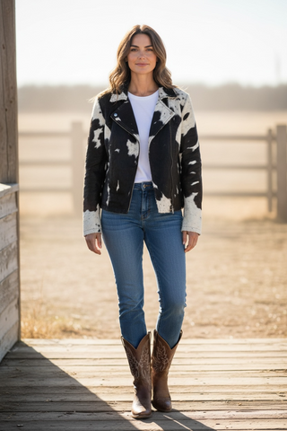 Black/white cowhide jacket (xl)