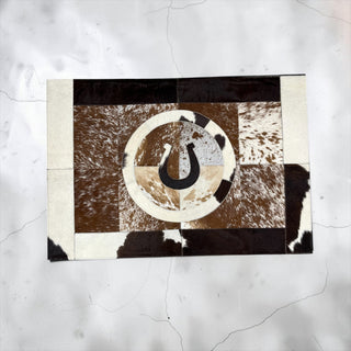 2x3ft horseshoe cowhide patchwork doormat