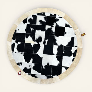5x5’ cowhide patchwork rug