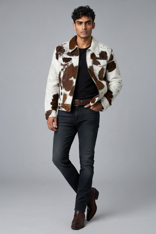 Men genuine cowhide jacket (L)