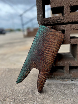 Turquoise caiman boot jack