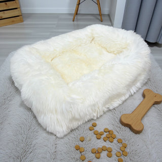 White Sheepskin pet bed