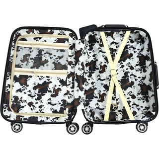 Cowprint luggage rolling suitcase