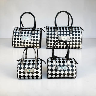 Checker silver Thunderbird tooled leather Speedy bags