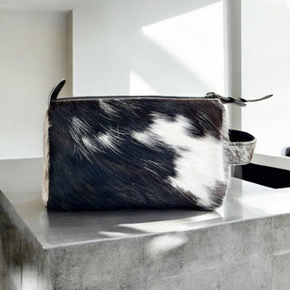 Black All cowhide toiletry bag