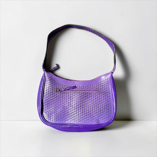 Purple tooled leather & cowhide shoulder bag