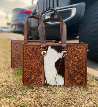 Tooled & Cowhide Purse