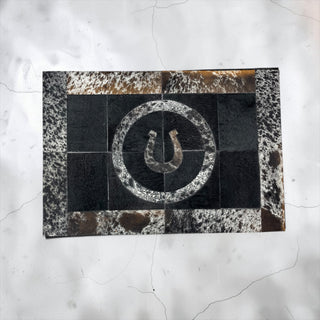 2x3ft horseshoe cowhide patchwork doormat