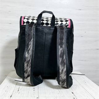 Rosita checker tooled & cowhide backpack