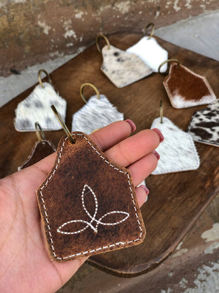 BootStitch II Rustic Leather & Cowhide Keychain 1pc