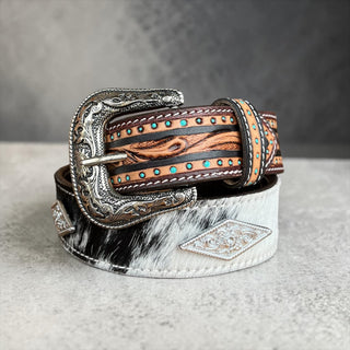 Rodeo tooled leather/cowhide belt