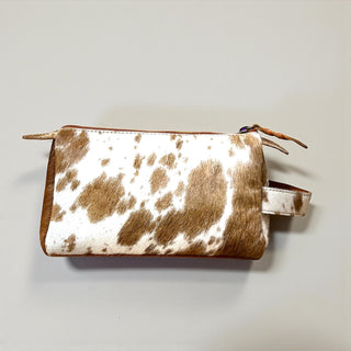 Tan all cowhide makeup bag