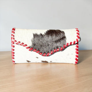 Red all cowhide crossbody wallet
