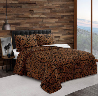 3pc Floral tooled Sherpa blanket
