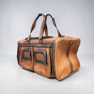All leather rolling duffle bag