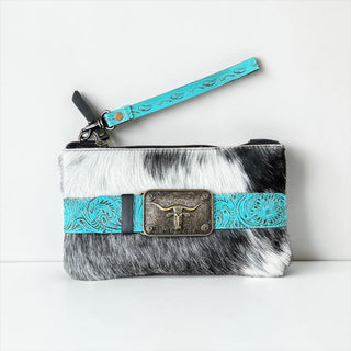Turquoise buckle wristlet/crossbody