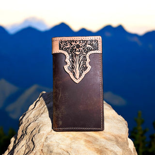 Brown Cowboy tooled leather men’s wallet