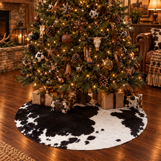 3.6x3.6ft all cowhide salt pepper cowhide tree skirt (t08)