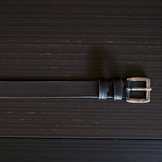Midnight black leather belt