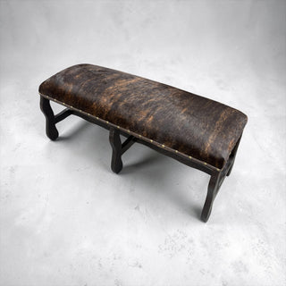 All cowhide wood bench