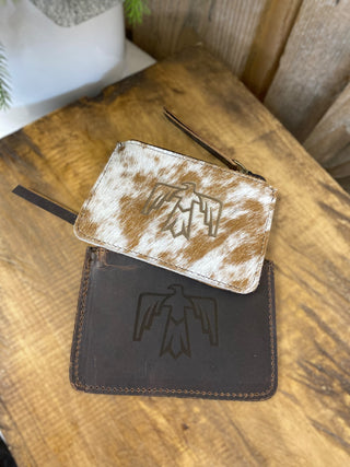 Thunderbird Tooled & Cowhide Coin Pouch