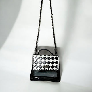 Checkered tooled leather clear bag