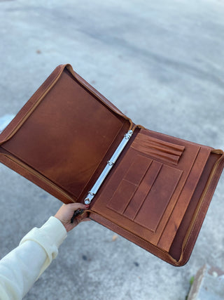 Cowhide Travel Portfolio With Zipper