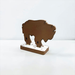 Tan all cowhide buffalo necklace display