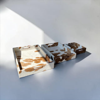 All cowhide tray set of 3