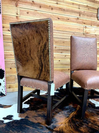BootStitch genuine leather & cowhide armless dinning chair