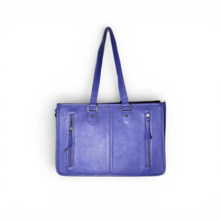 Purple tooled leather tote bag