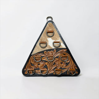 Cowhide & tooled leather scarf holder