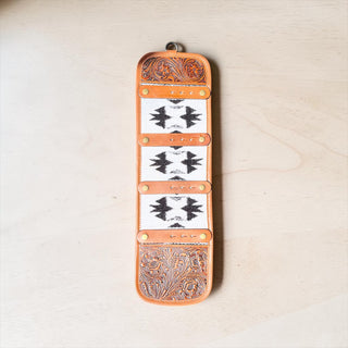 Tan aztec tooled leather buckle holder