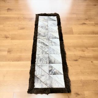 2x6’ cowhide and buffalo patchwork rug