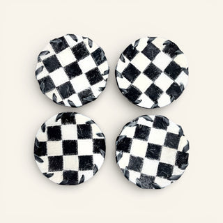 Checker cowhide coaster (set of 4)