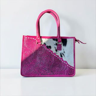 Pink floral tote bag