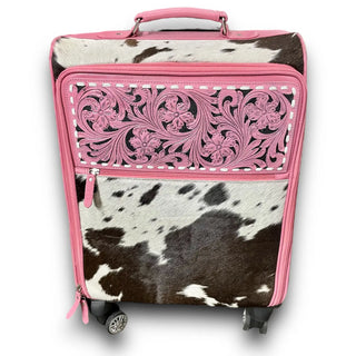 Pink Cowhide Rolling Luggage